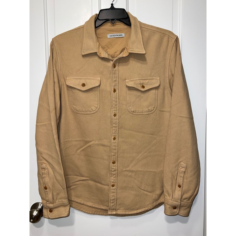 Outerknown Blanket Shirt Mens Medium Tan Organic Cotton Twill Button Up Jacket